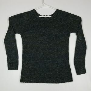 🎁5/$25 Vero Moda Women's Sweater S Heathered Grey Black Rear Zipper Long Sleeve